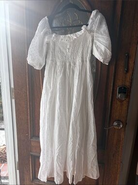delicate flower arabesques linen midi dress Antigüa Linen Midi Dress / Yellow Flowers